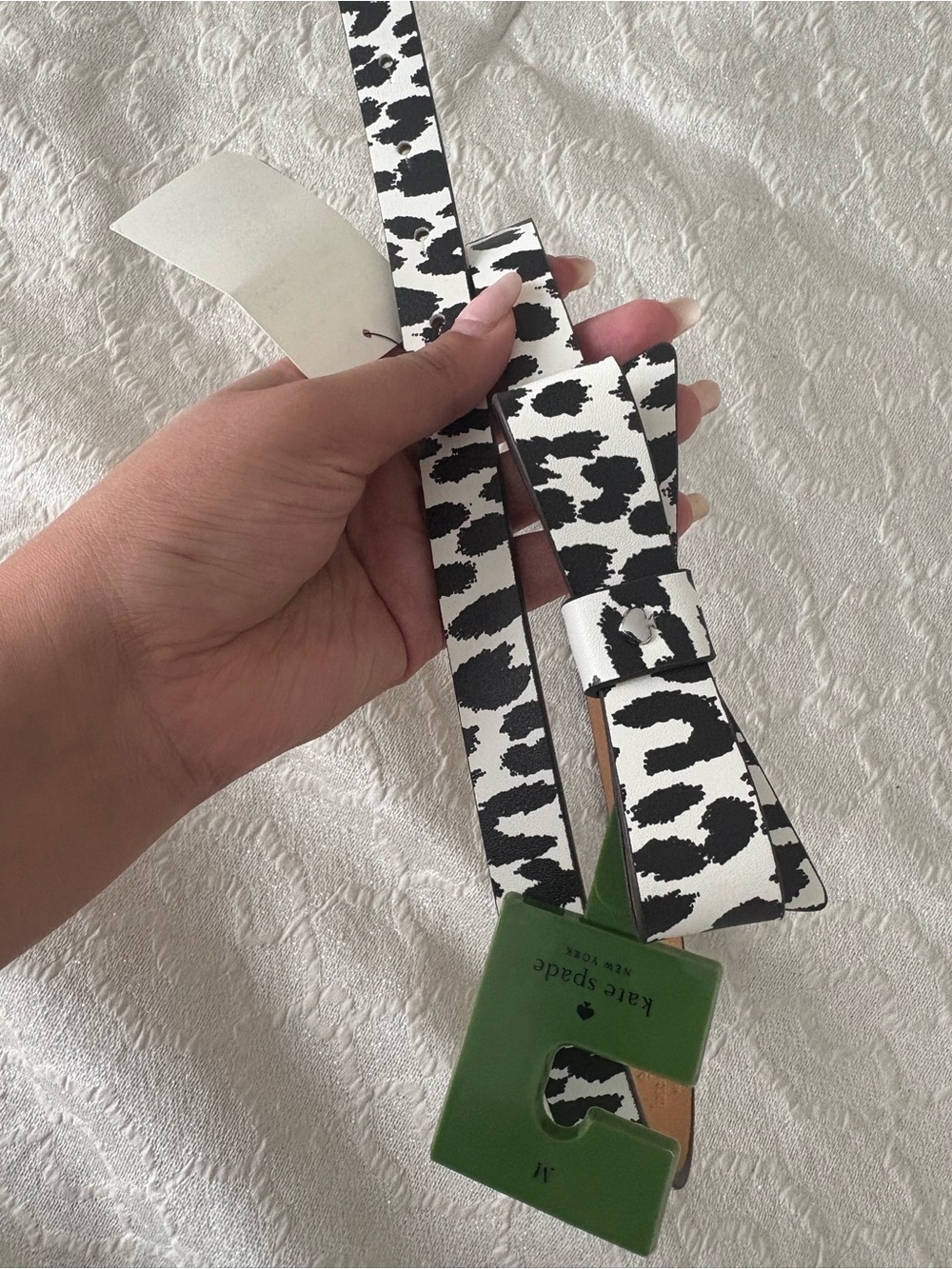 Kate Spade New York Black & White Leopard Print Belt – New With Tags